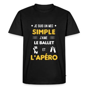 ballet et apéro mec simple - T-shirt Premium bio Homme - noir - Devant - Nico (187cm)