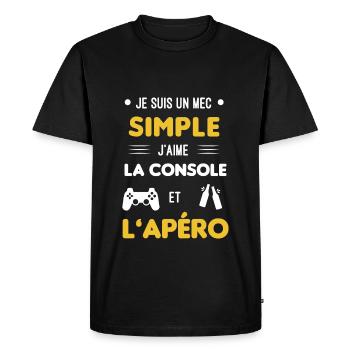 console et apéro mec simple - T-shirt Premium bio Homme - noir - Devant - Nico (187cm)