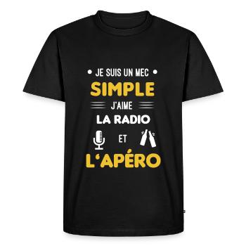 radio et apéro mec simple - T-shirt Premium bio Homme - noir - Devant - Nico (187cm)