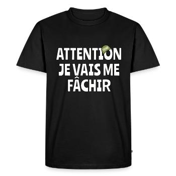 Attention je vais me fachir - T-shirt Premium bio Homme - noir - Devant - Nico (187cm)