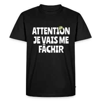 Attention j’vais me fâchir - T-shirt Premium bio Homme - noir - Devant - Nico (187cm)