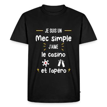 casino apéro mec simple humour - T-shirt Premium bio Homme - noir - Devant - Nico (187cm)