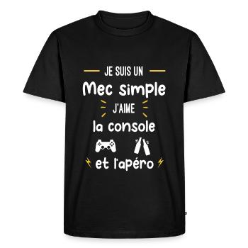 console apéro mec simple humour - T-shirt Premium bio Homme - noir - Devant - Nico (187cm)