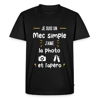 photo apéro mec simple humour - T-shirt Premium bio Homme - noir - Devant - Nico (187cm)