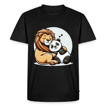 Câlin Lion Et Panda Amoureux - T-shirt Premium bio Homme - noir - Devant - Nico (187cm)