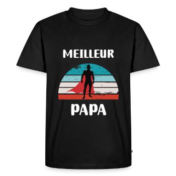 meilleur papa rétro vintage cadeau papa - T-shirt Premium bio Homme - noir - Devant - Nico (187cm)