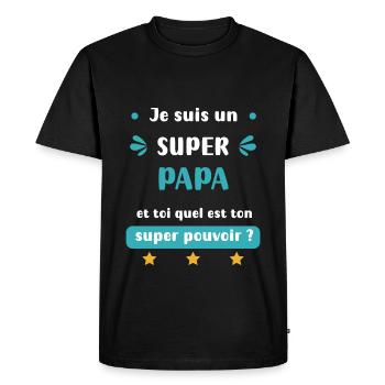 Super Dad Super Power Dad Gift - Men's Premium Organic T-Shirt - black - Front - Nico (187cm)