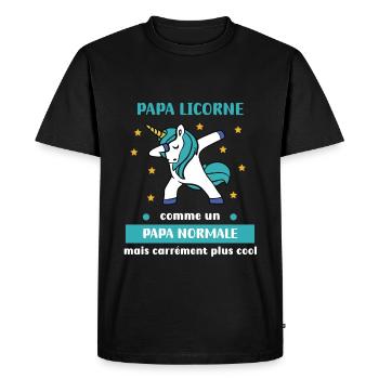 papa licorne dab papa normal humour cadeau papa - T-shirt Premium bio Homme - noir - Devant - Nico (187cm)