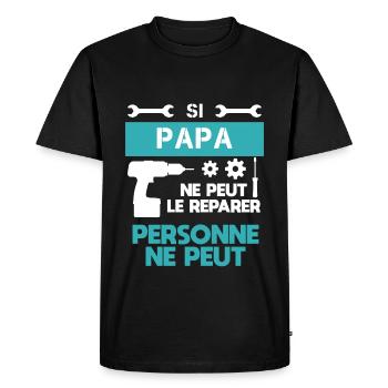papa bricolage bricoleur drôle humour cadeau papa - T-shirt Premium bio Homme - noir - Devant - Nico (187cm)