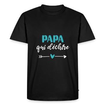 papa qui déchire coeur cadeau papa - T-shirt Premium bio Homme - noir - Devant - Nico (187cm)