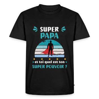 Dad Super Power Super Dad Gift Dad - Men's Premium Organic T-Shirt - black - Front - Nico (187cm)