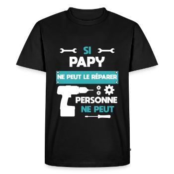 papy bricolage bricoleur humour grand-père - T-shirt Premium bio Homme - noir - Devant - Nico (187cm)