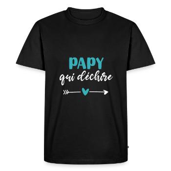 papy qui déchire coeur grand-père - T-shirt Premium bio Homme - noir - Devant - Nico (187cm)