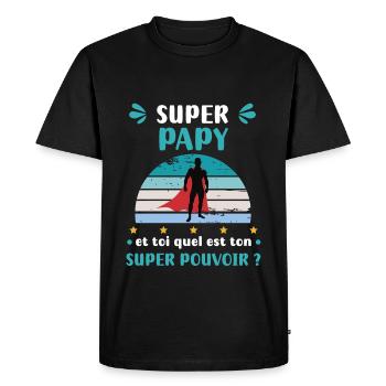 papy super pouvoir super papy grand-père - T-shirt Premium bio Homme - noir - Devant - Nico (187cm)