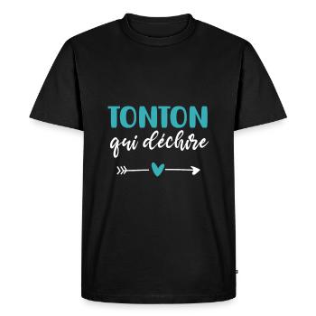 tonton qui déchire coeur cadeau tonton - T-shirt Premium bio Homme - noir - Devant - Nico (187cm)