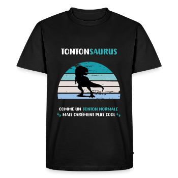 Uncle Saurus, Normal Dinosaur, T rex, Uncle Gift, - Men's Premium Organic T-Shirt - black - Front - Nico (187cm)