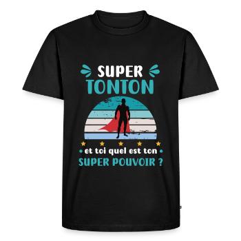 Uncle Super Power Super Uncle Uncle Gift Uncle - Men's Premium Organic T-Shirt - black - Front - Nico (187cm)