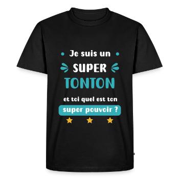 Super Uncle Super Power Uncle Gift - Men's Premium Organic T-Shirt - black - Front - Nico (187cm)