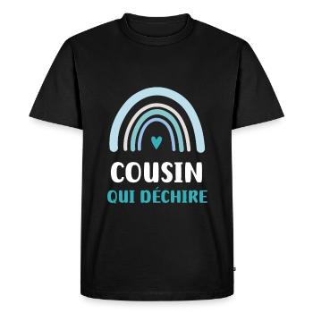 cousin qui déchire arc-en-ciel cadeau cousin - T-shirt Premium bio Homme - noir - Devant - Nico (187cm)