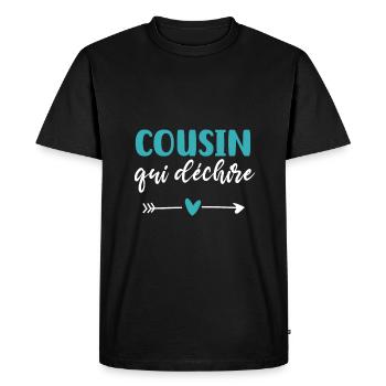 cousin qui déchire coeur cadeau cousin - T-shirt Premium bio Homme - noir - Devant - Nico (187cm)