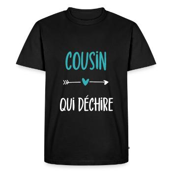 cousin qui déchire humour cadeau cousin - T-shirt Premium bio Homme - noir - Devant - Nico (187cm)