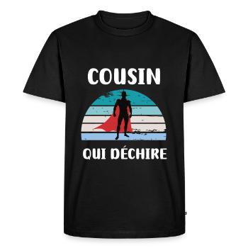 cousin qui déchire rétro vintage cadeau cousin - T-shirt Premium bio Homme - noir - Devant - Nico (187cm)