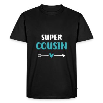 super cousin coeur cadeau cousin - T-shirt Premium bio Homme - noir - Devant - Nico (187cm)