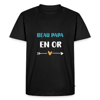 Beautiful Dad Gold Heart Gift - Men's Premium Organic T-Shirt - black - Front - Nico (187cm)