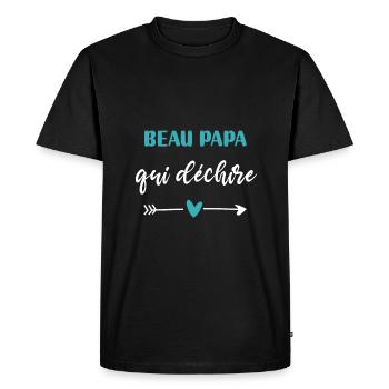 beau papa qui déchire coeur cadeau - T-shirt Premium bio Homme - noir - Devant - Nico (187cm)