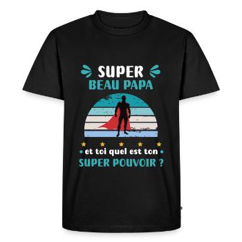 Handsome Daddy Super Power Super Handsome Dad Gift - Men's Premium Organic T-Shirt - black - Front - Nico (187cm)