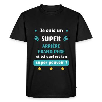 Super great-grandfather super power - Men's Premium Organic T-Shirt - black - Front - Nico (187cm)