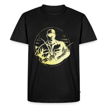 Pêcheur Homme - T-shirt Premium bio Homme - noir - Devant - Nico (187cm)