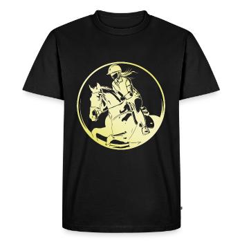 Cheval de selle femme - T-shirt Premium bio Homme - noir - Devant - Nico (187cm)
