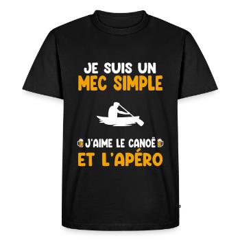 Mec simple canoë apéro canoéiste humour - T-shirt Premium bio Homme - noir - Devant - Nico (187cm)