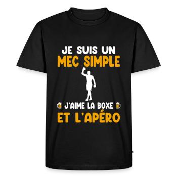 Mec simple boxe apéro boxeur humour - T-shirt Premium bio Homme - noir - Devant - Nico (187cm)