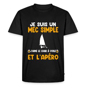 Simple guy sand yachting aperitif driver humor - Men's Premium Organic T-Shirt - black - Front - Nico (187cm)