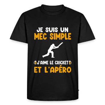 Mec simple cricket apéro batteur humour - T-shirt Premium bio Homme - noir - Devant - Nico (187cm)