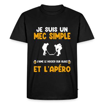 Mec simple hockey sur glace apéro hockeyeur humour - T-shirt Premium bio Homme - noir - Devant - Nico (187cm)