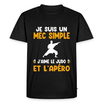 Mec simple judo apéro judoka humour - T-shirt Premium bio Homme - noir - Devant - Nico (187cm)