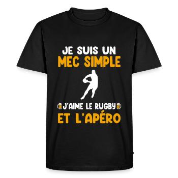 Mec simple rugby apéro rugbyman humour - T-shirt Premium bio Homme - noir - Devant - Nico (187cm)
