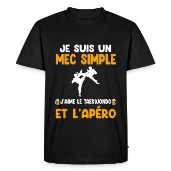 Mec simple taekwondo apéro taekwondoïste humour - T-shirt Premium bio Homme - noir - Devant - Nico (187cm)