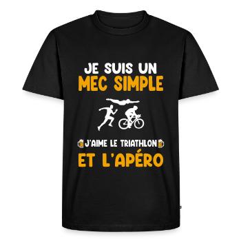 Mec simple triathlon apéro triathlète humour - T-shirt Premium bio Homme - noir - Devant - Nico (187cm)