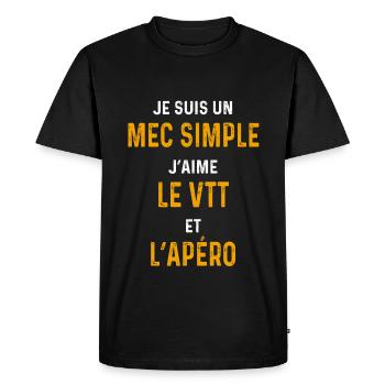 VTT apéro Mec simple cycliste - T-shirt Premium bio Homme - noir - Devant - Nico (187cm)