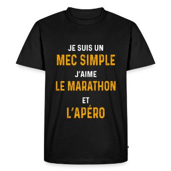 marathon apéro Mec simple coureur - T-shirt Premium bio Homme - noir - Devant - Nico (187cm)