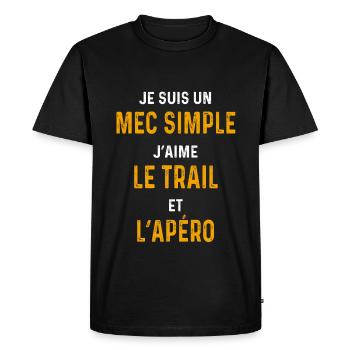 trail apéro Mec simple traileur - T-shirt Premium bio Homme - noir - Devant - Nico (187cm)