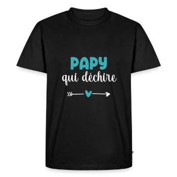 papy qui déchire coeur grand-père - T-shirt Premium bio Homme - noir - Devant - Nico (187cm)