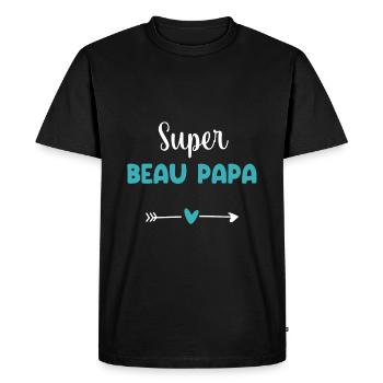 super beau père coeur beau papa - T-shirt Premium bio Homme - noir - Devant - Nico (187cm)