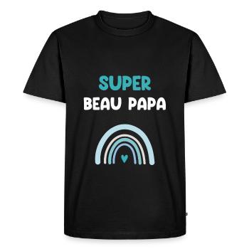 super beau père arc-en-ciel beau papa - T-shirt Premium bio Homme - noir - Devant - Nico (187cm)