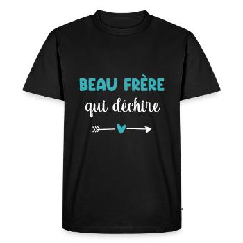 beau frère qui déchire coeur - T-shirt Premium bio Homme - noir - Devant - Nico (187cm)