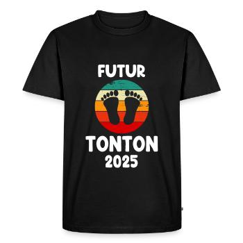 Future uncle 2025 vintage pregnancy announcement - Men's Premium Organic T-Shirt - black - Front - Nico (187cm)